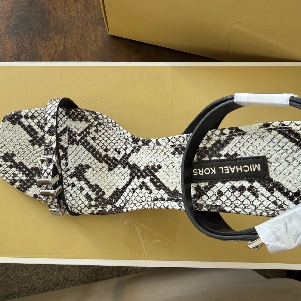 Michael Kors Snakeskin Pattern Sandals - Black and White